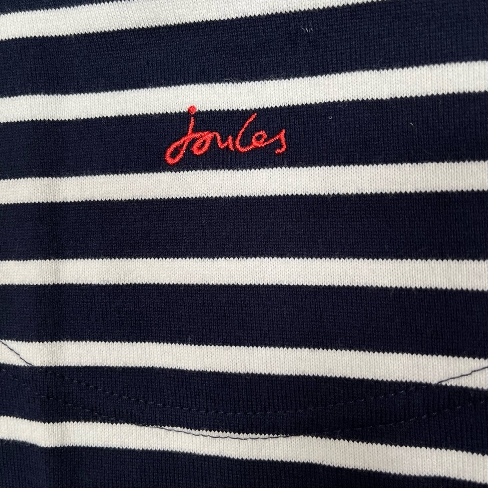 Joules Harbour Luxe Stripe Sequin “Merry” Cotton Long Sleeve Holiday Top Small - Picture 5 of 7